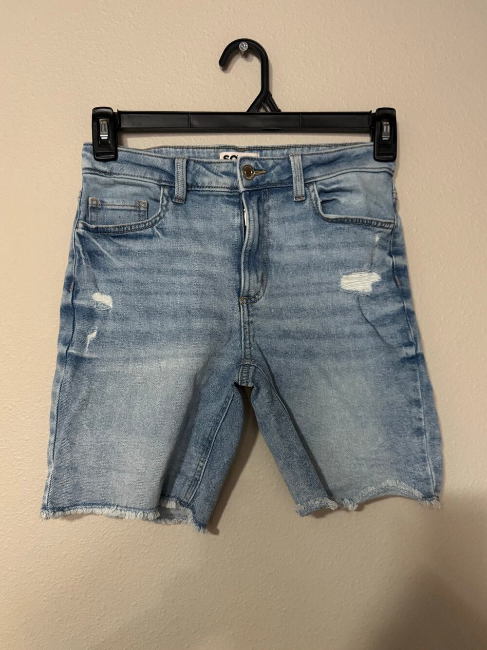 SO Light Wash Cut-off Distressed Denim Shorts Kids 14